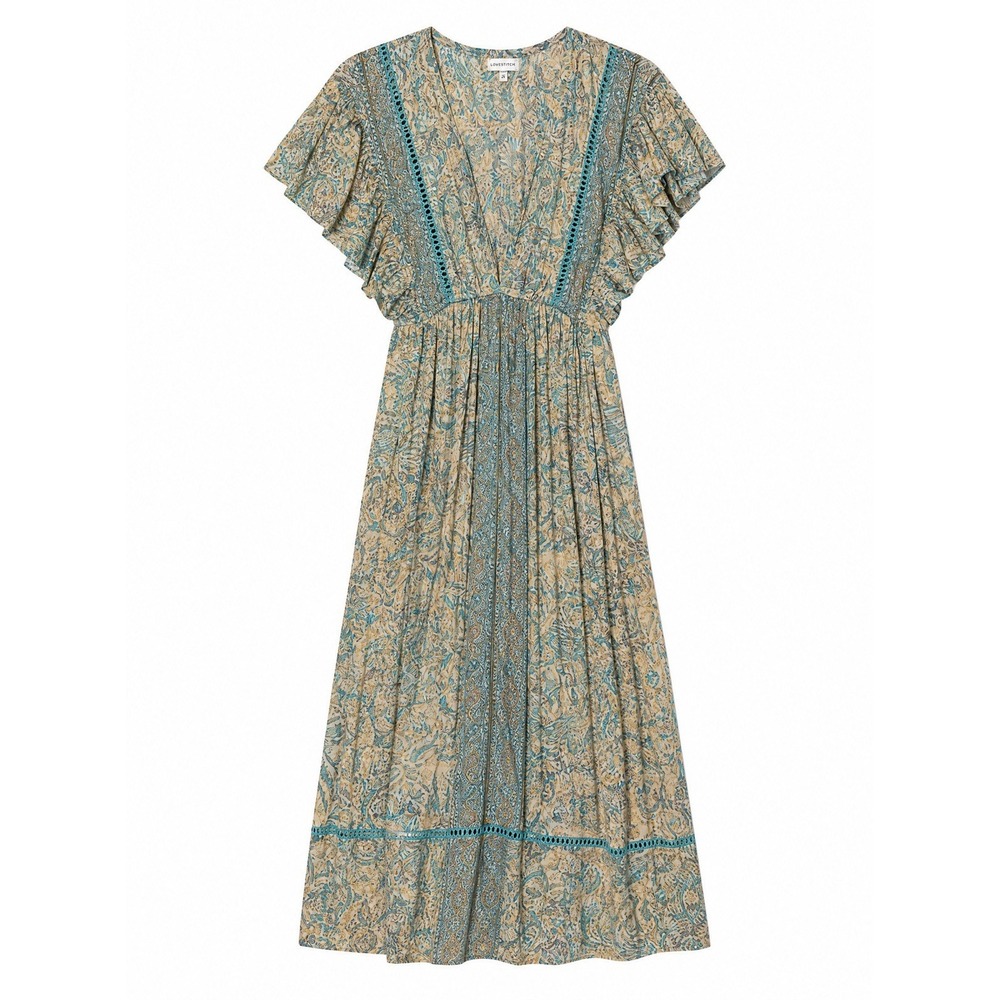 Karma Highway Dress Womens One Size Multicolor Paisley Maxi Flutter Sleeve Boho